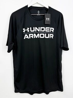 Under Armour Men's Velocity Graphic Short Sleeve T-Shirt Large Black Crew NWT